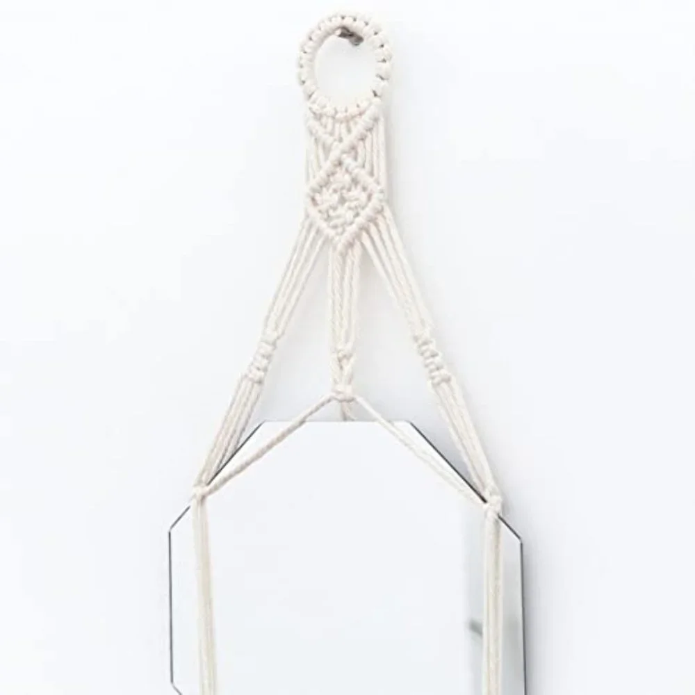 Boho Macrame Wall Hanging Mirror Geometric NWT
